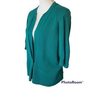 Elie Tahari Saks Fifth Avenue Teal Single Button 3/4 Sleeve Silk Blend